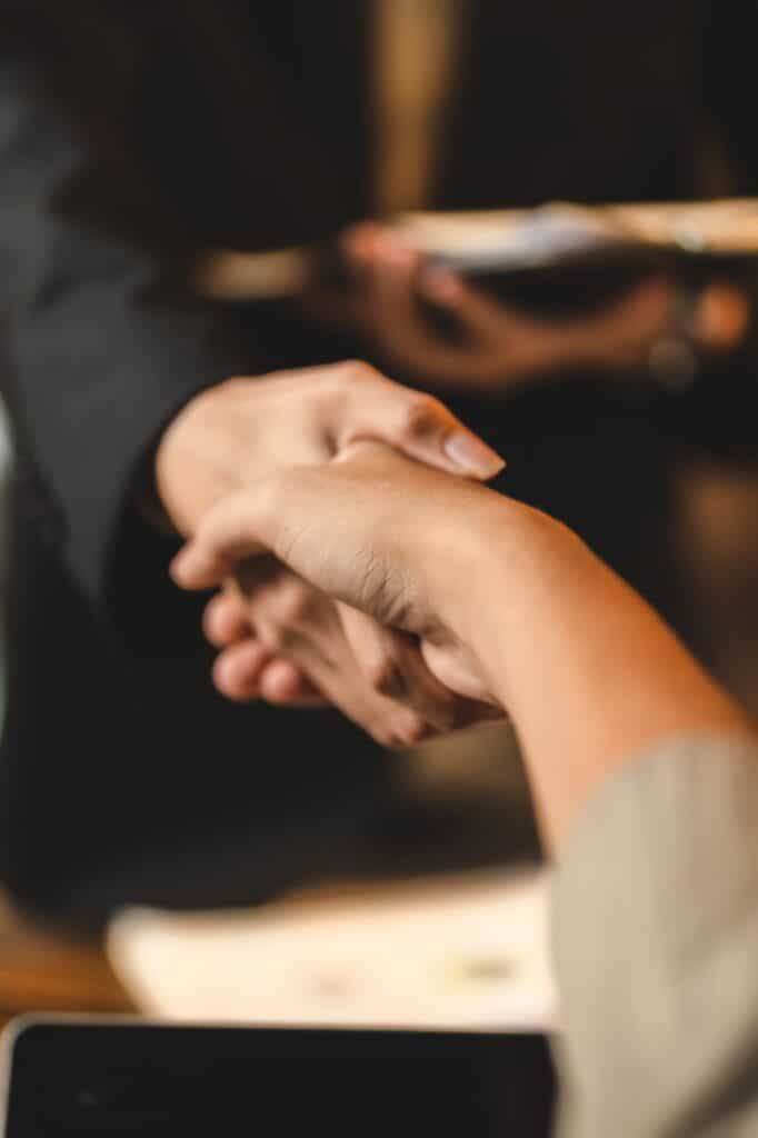 business hand contract meeting with success agreement concept, professional businessman handshake